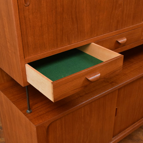 Teak Highboard w/ Brass Accents