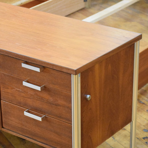VIntage Walnut & Steel Credenza