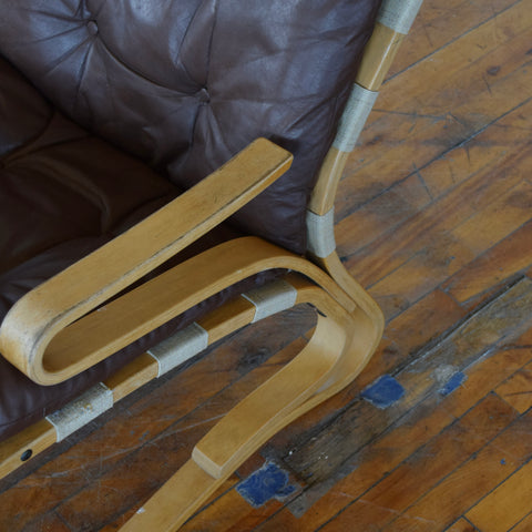 Bentwood & Leather Lounge Chair by Rykken & Co for Oddvin Rykken