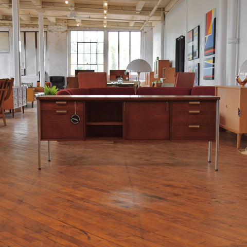VIntage Walnut & Steel Credenza