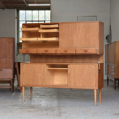 Teak Highboard w/ Brass Accents