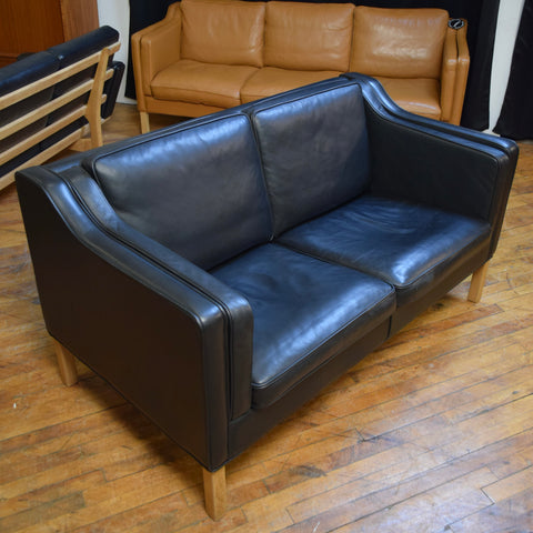 Black Leather Loveseat by Stouby