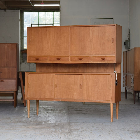 Teak Highboard w/ Brass Accents