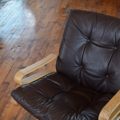 Bentwood & Leather Lounge Chair by Rykken & Co for Oddvin Rykken