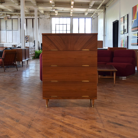 Vintage Walnut Tallboy Dresser