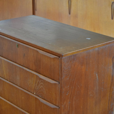 Danish Teak Tallboy Dresser