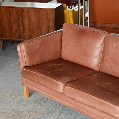 Cognac Leather 3-Seater Sofa by Mogens Hansen