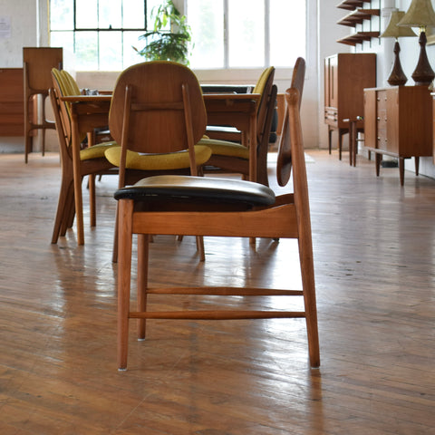 Set of 4 Cane & Teak Dining Chairs in the Style of Arne Vodder