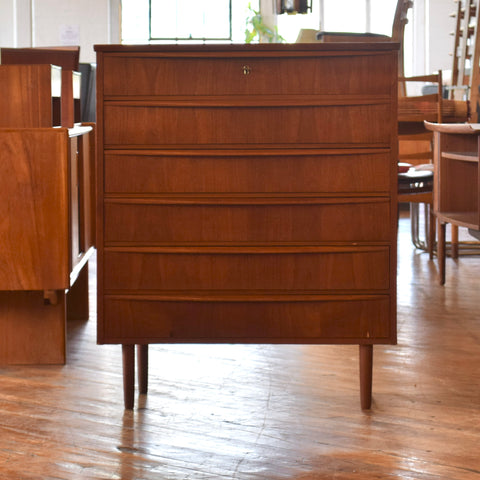 Danish Teak Tallboy Dresser