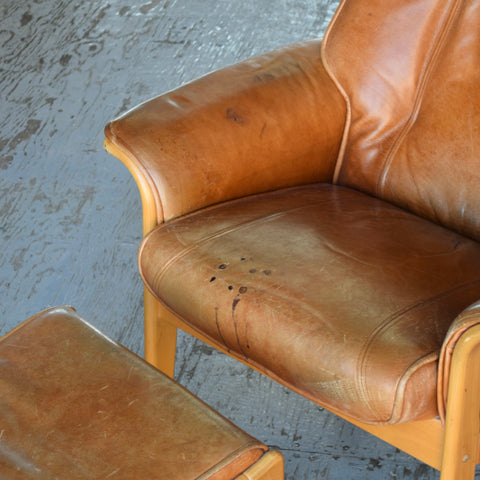 Leather Reclining Chair & Ottoman by Mogens Hansen