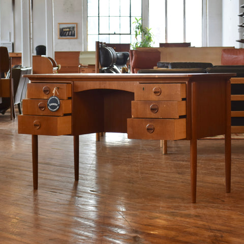 Teak Desk w/ Rear Bookcase