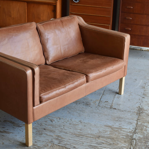 Cognac Leather Loveseat