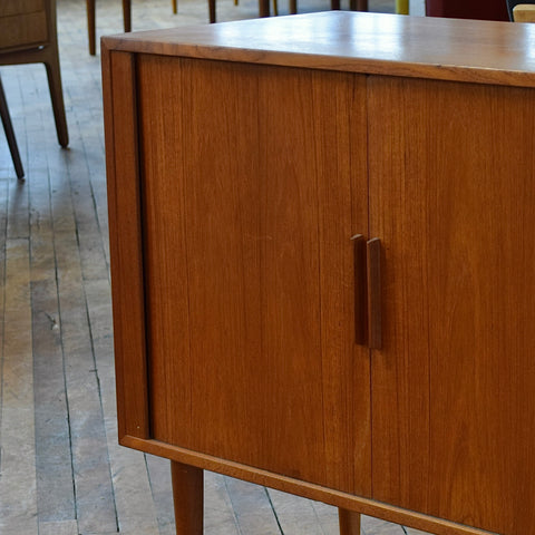 Compact Teak Tambour Door Sideboard by Kai Kristiansen