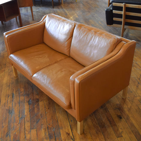 Caramel Leather Loveseat