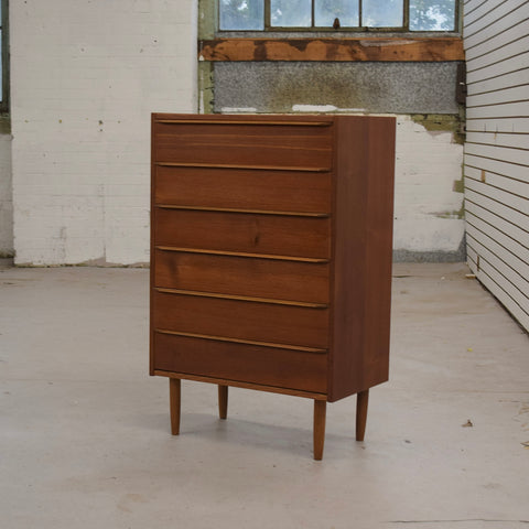 Compact Danish Teak Tallboy Dresser