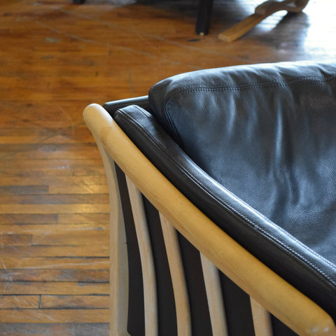 Danish Oak & Leather Loveseat by Stouby