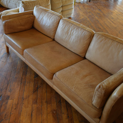 Patina’d Leather 3-Seater Sofa