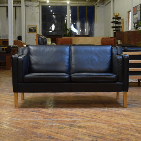 Black Leather Loveseat by Stouby