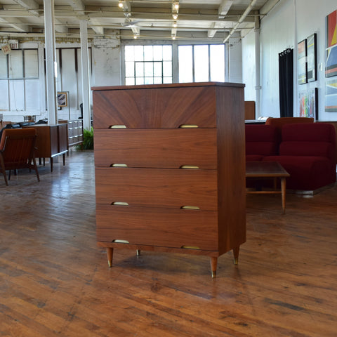 Vintage Walnut Tallboy Dresser