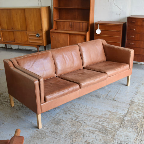 [ON HOLD] Cognac Leather 3-Seater Sofa