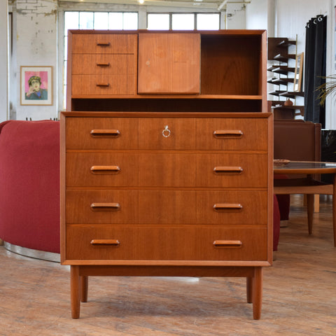 Teak Lowboy Dresser w/ Upper Storage