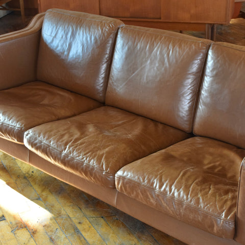 Danish Milk Chocolate Leather 3-Seater Sofa by Stouby
