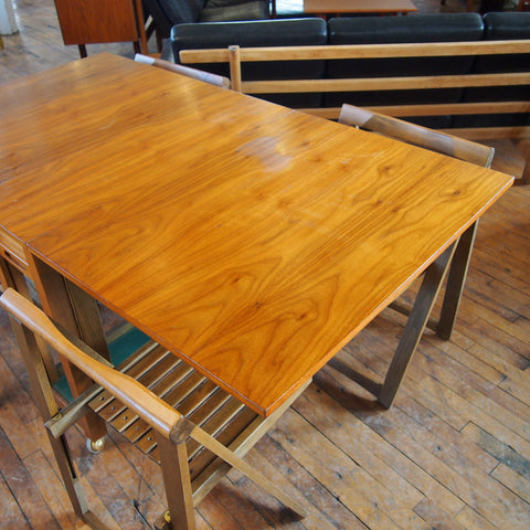 Compact Walnut Drop and Roll Dining Table w/Chairs