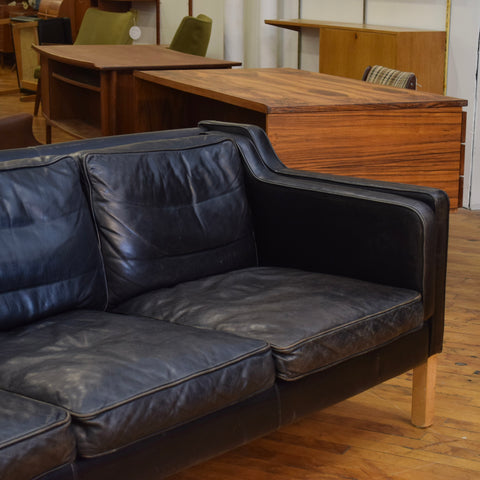 Danish Patina’d Leather 3-Seater Sofa by Stouby