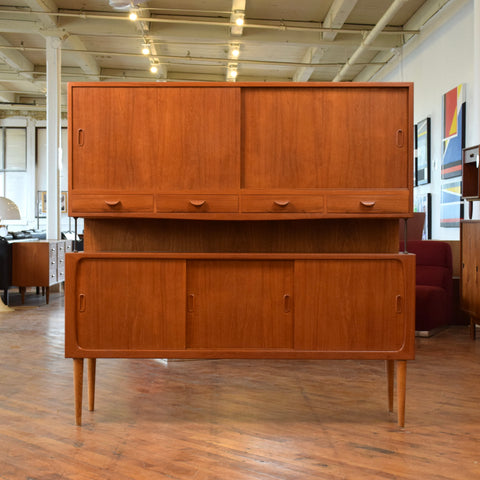 Teak Highboard w/ Brass Accents