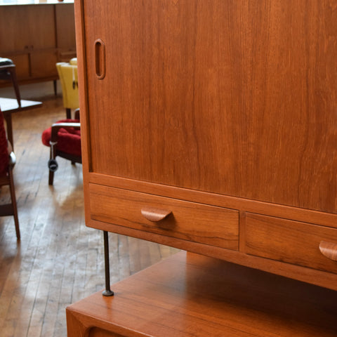 Teak Highboard w/ Brass Accents