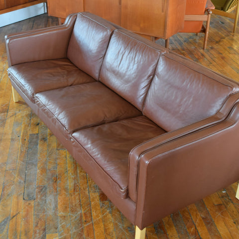 Brown Leather 3-Seater Sofa by Stouby