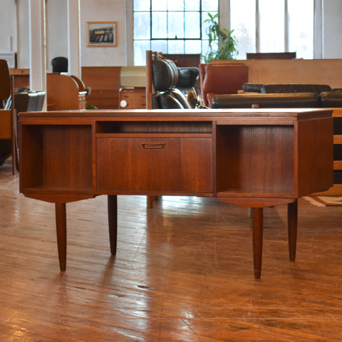 Teak Desk w/ Rear Bookcase