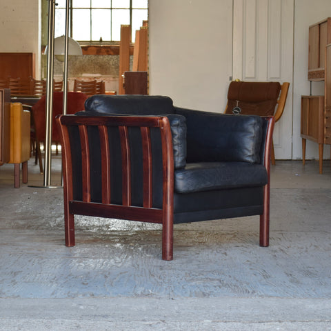 Mogens Hansen Black Leather Lounge Chair