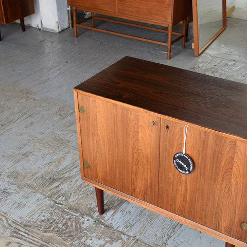 Compact Rosewood Sideboard w/ Exposed Brass Hinges
