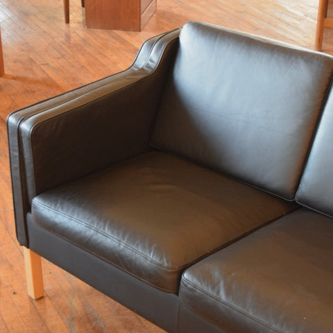 Black Leather 3-Seater Sofa by Stouby