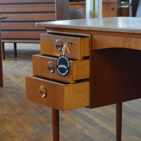 Teak Desk w/ Rear Bookcase