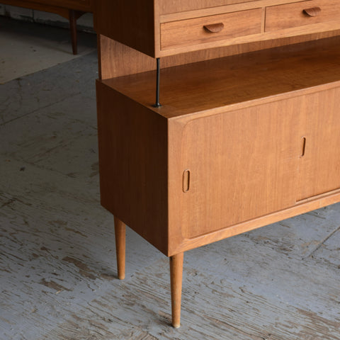 Teak Highboard w/ Brass Accents