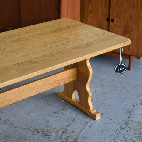Solid Oak Dining Table Attributed to Henning Kjaernulf