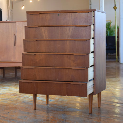 Danish Teak Tallboy Dresser