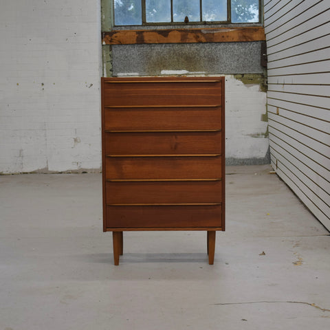 Compact Danish Teak Tallboy Dresser