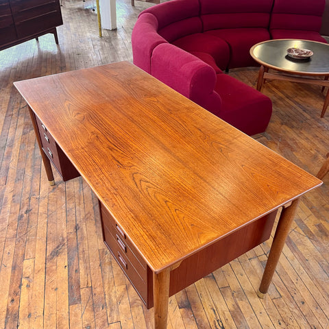 Executive Teak Desk w/ Rear Bookcase