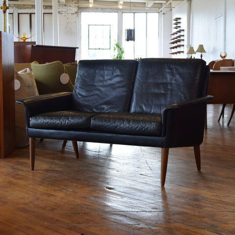 Atomic Model 265/2 Leather Loveseat by H.W. Klein for Bramin