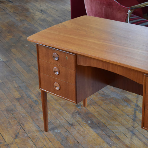 Teak Desk w/ Rear Bookcase
