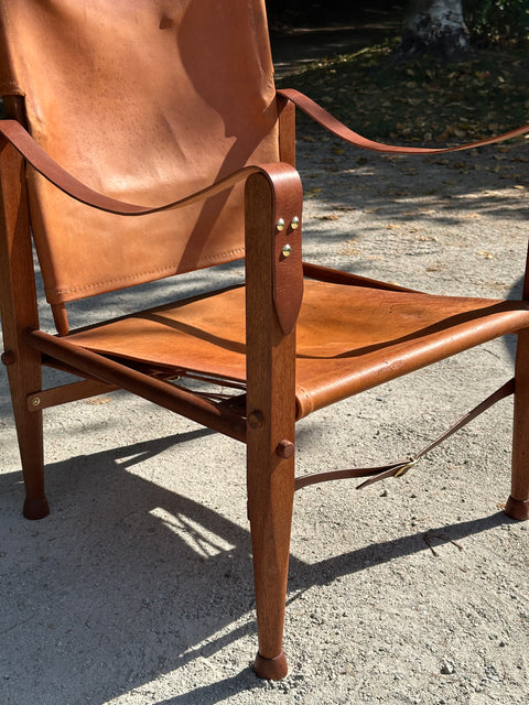 Cognac Leather Safari Chair by Kaare Klint