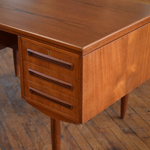 Model 26 Teak Desk w/ Rear Bookcase by J. Svenstrup for A.P. Møbelfabrik