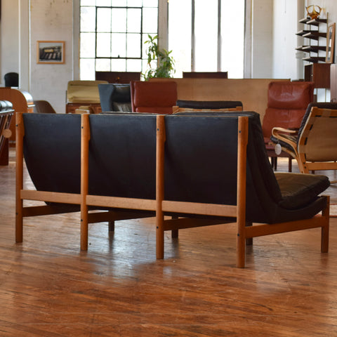 Danish Oak & Leather Sectional w/ Table