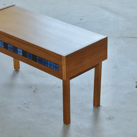 Low Oak & Blue Tile Unit