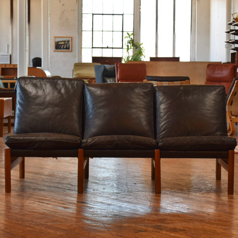 Danish Oak & Leather Sectional w/ Table