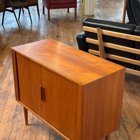 Compact Teak Tambour Door Sideboard by Kai Kristiansen