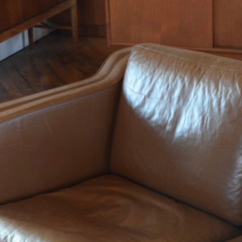 Danish Milk Chocolate Leather 3-Seater Sofa by Stouby